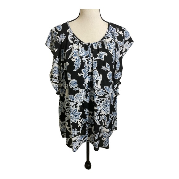 Vince Camuto womens keyhole front  blouse fluttery sleeves. Paisley X-Large - Picture 8 of 9